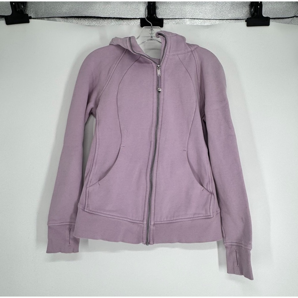 Lululemon Scuba Hoodie Light Cotton Fleece Lilac Quartz Size 8 Full Zip Jacket